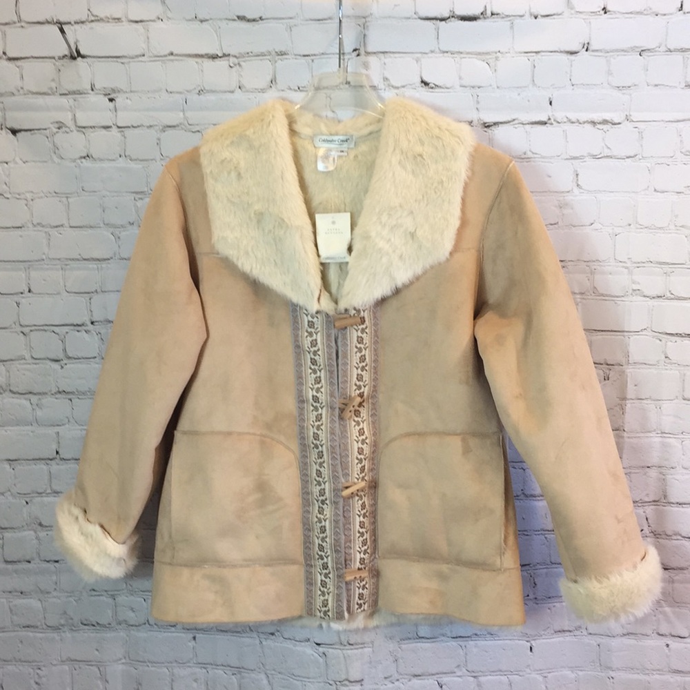 New Coldwater Creek cream Faux Suede with Faux Fur